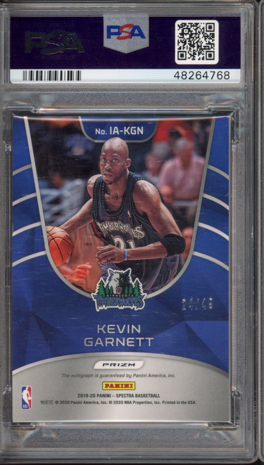 2019 Spectra Kevin Garnett Icons Autograph PSA 10
