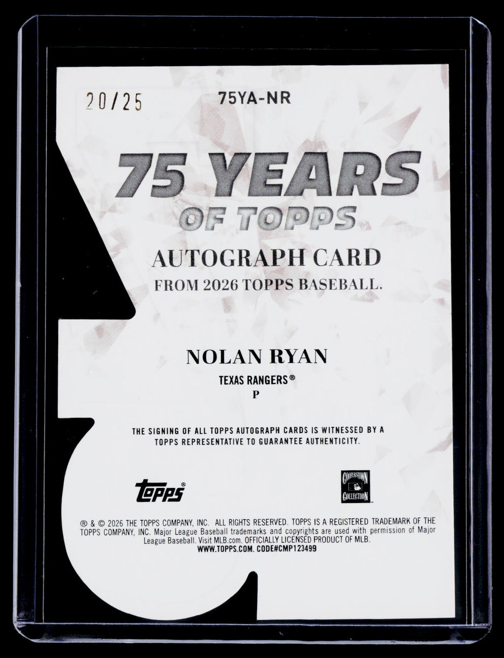 2026 Topps Nolan Ryan 75 Years Orange Auto 20/25