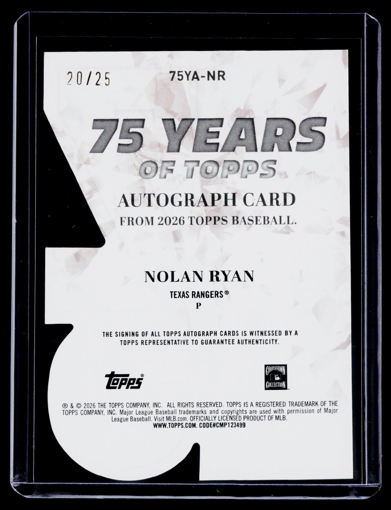 2026 Topps Nolan Ryan 75 Years Orange Auto 20/25