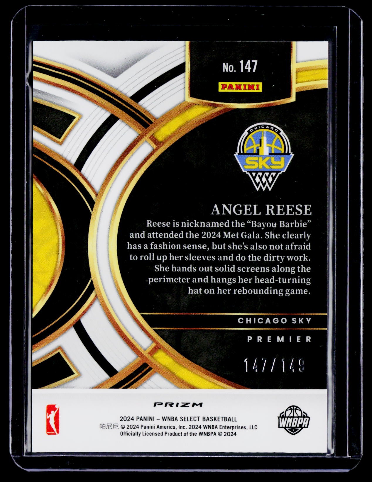 2024 Panini Select WNBA Angel Reese Rookie Purple Ice 147/149 RC