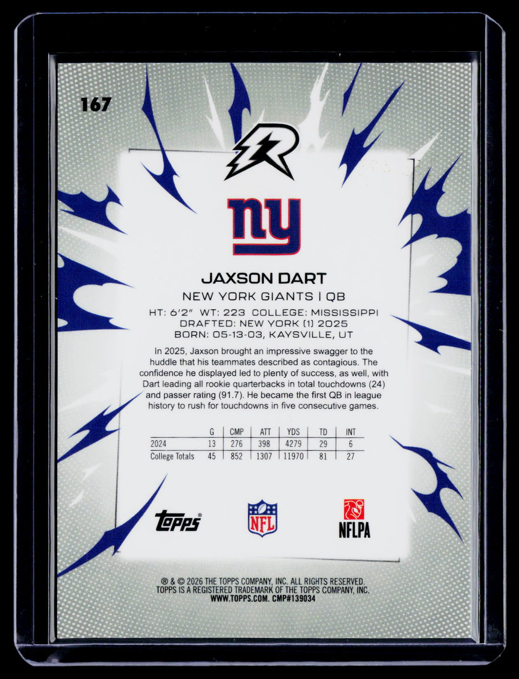 2025 Topps Resurgence Jaxson Dart Rookie Surge 85/425 RC