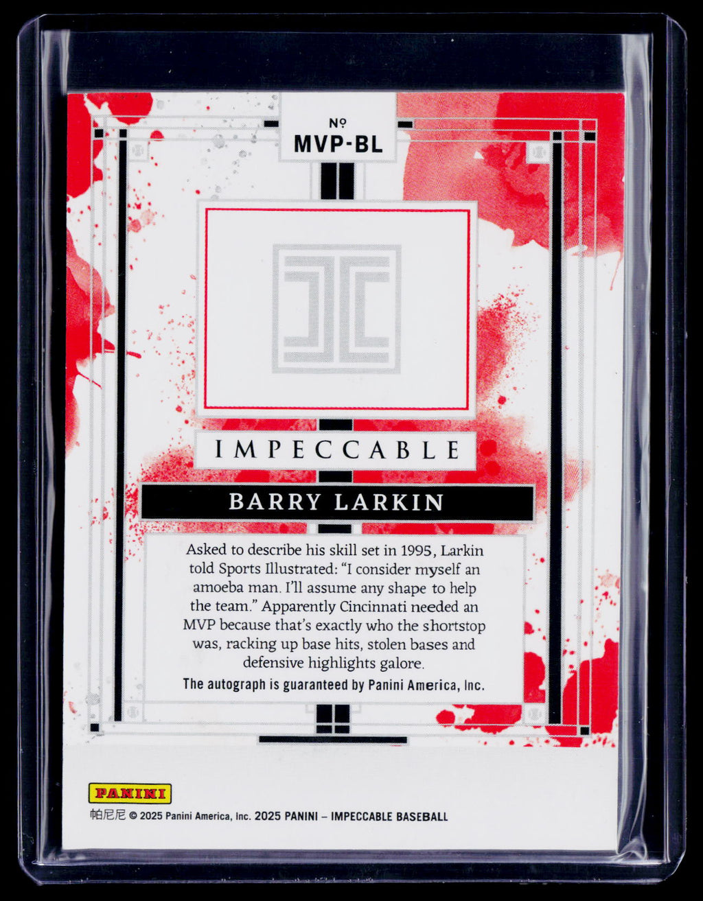 2025 Impeccable Barry Larkin Auto 63/95