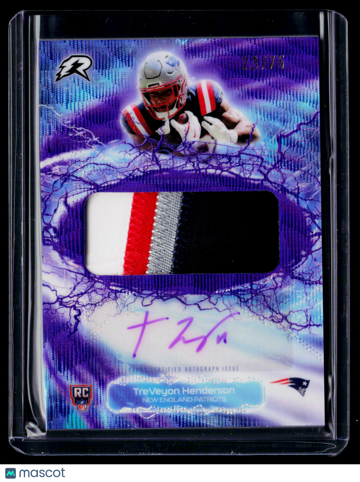 2025 Topps Resurgence TreVeyon Henderson Purple Surge Rookie Patch Auto RPA 23/75 RC