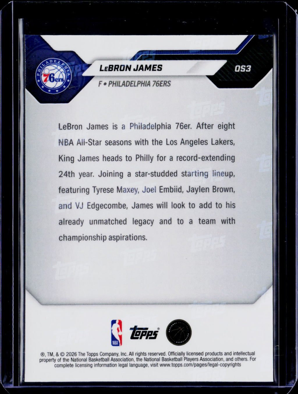 2026 Topps Now LeBron James Headed to Philly
