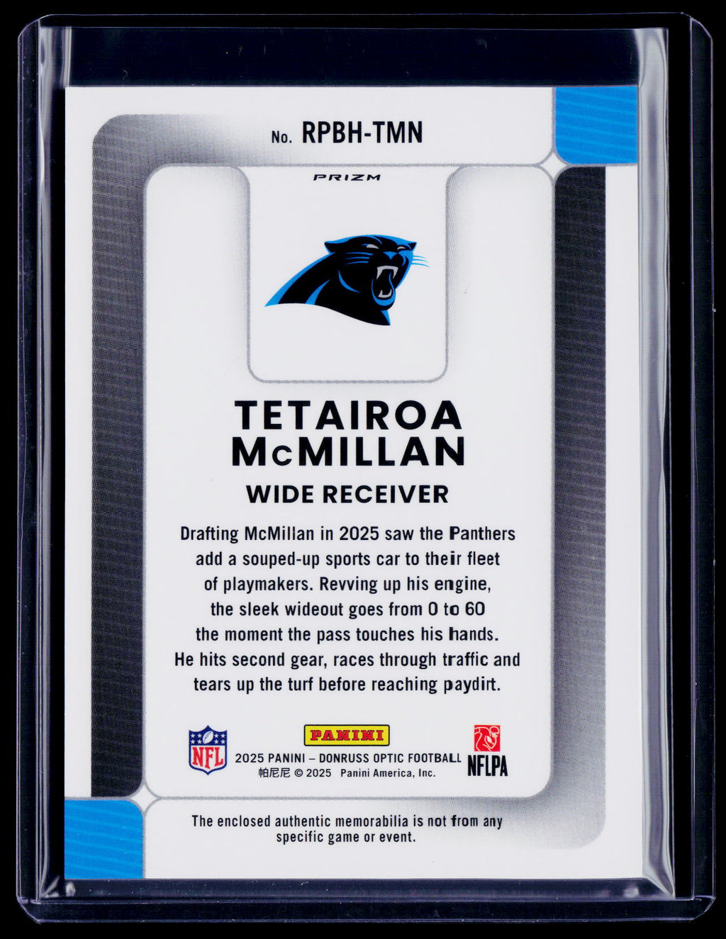2025 Donruss Optic Tetairoa McMillan Rookie Phenom Blue Pulsar Patch