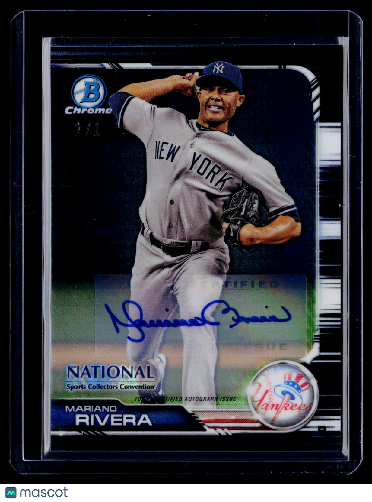2019 The National Bowman Chrome Mariano Rivera Black Auto 1/1