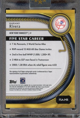 2025 Topps Five Star Mariano Rivera Auto 19/25