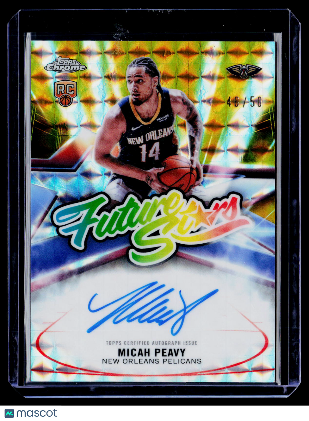 2025 Topps Chrome Update Micah Peavy Future Stars Gold Geometric Auto 46/50 RC
