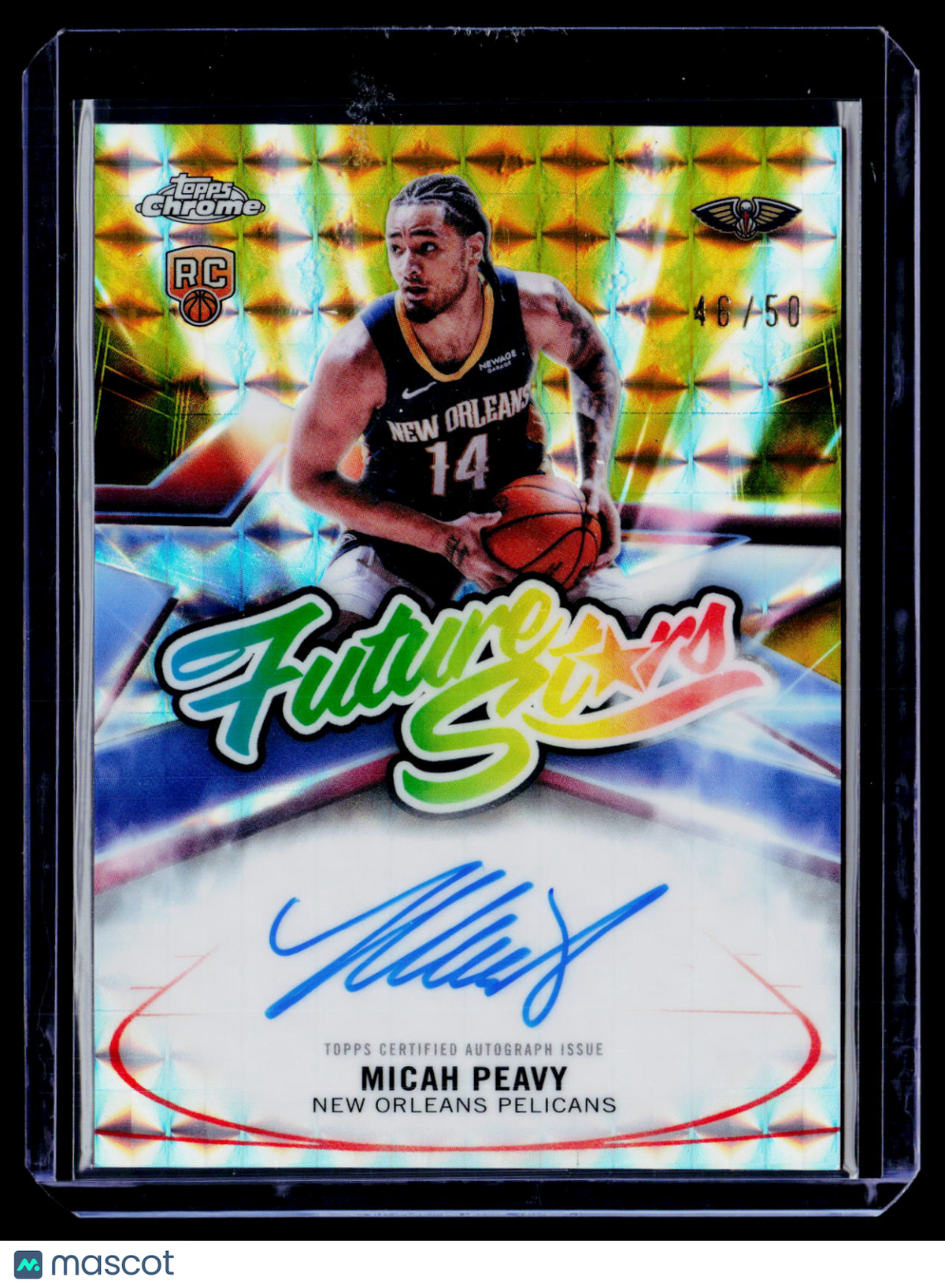 2025 Topps Chrome Update Micah Peavy Future Stars Gold Geometric Auto 46/50 RC