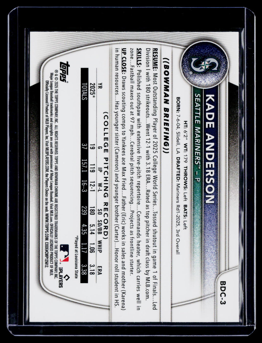 2025 Bowman Draft Kade Anderson Aqua Geometric 117/125