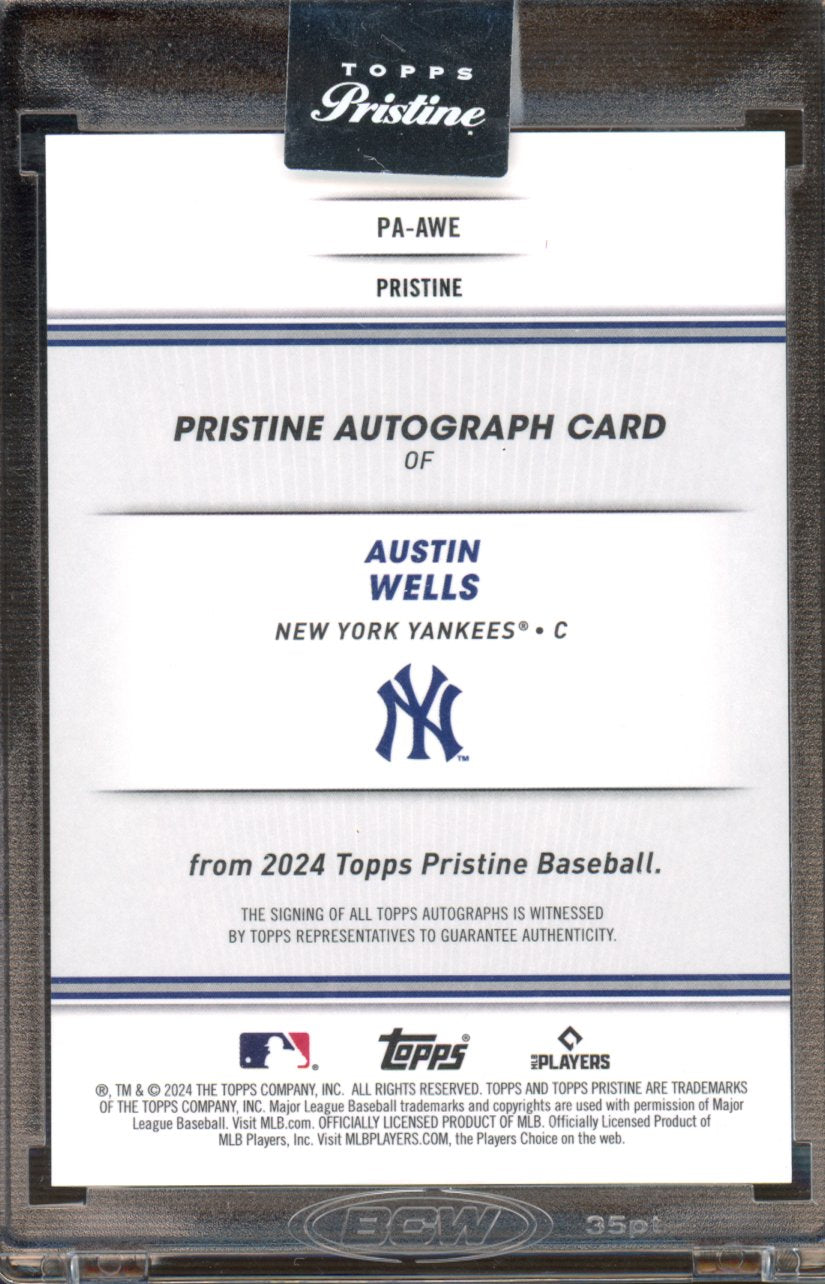 2024 Topps Pristine Austin Wells Rookie Blue Refractor Auto 65/75 RC