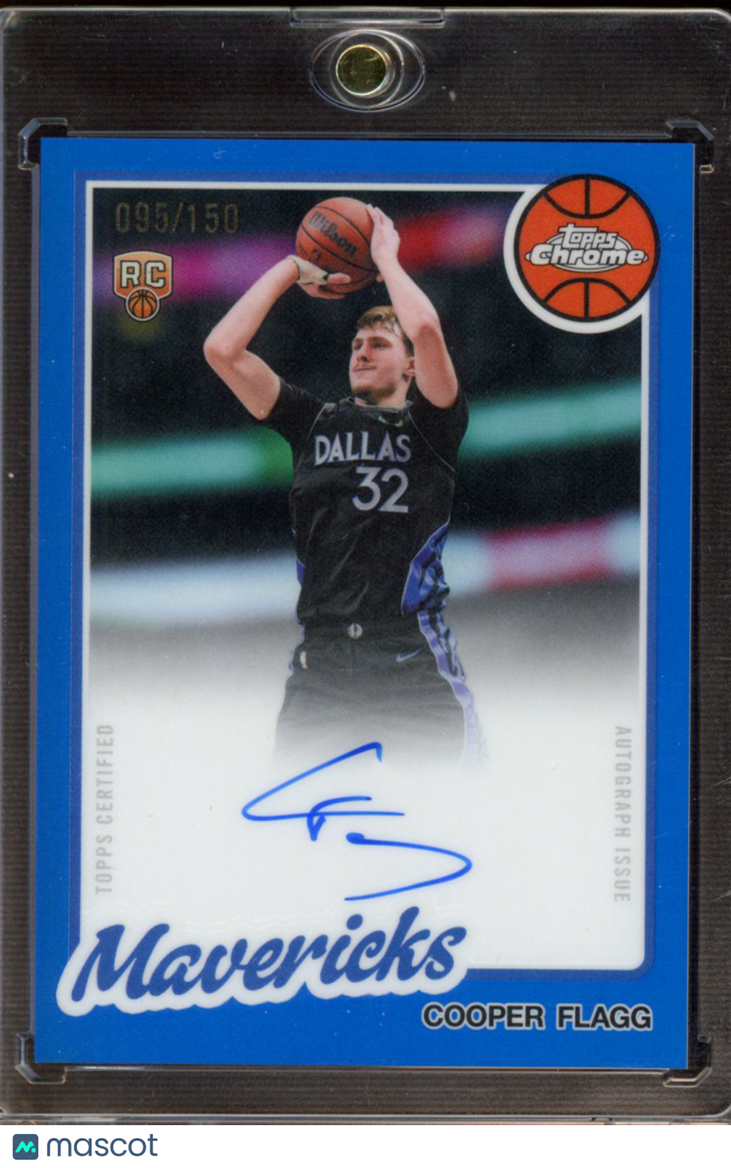 2025-26 Topps Chrome Update Cooper Flagg 1980-81 Rookie Blue Refractor Auto 95/150 RC