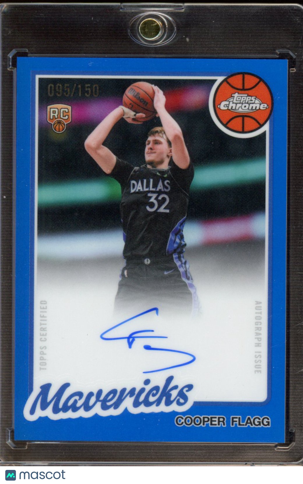 2025-26 Topps Chrome Update Cooper Flagg 1980-81 Rookie Blue Refractor Auto 95/150 RC