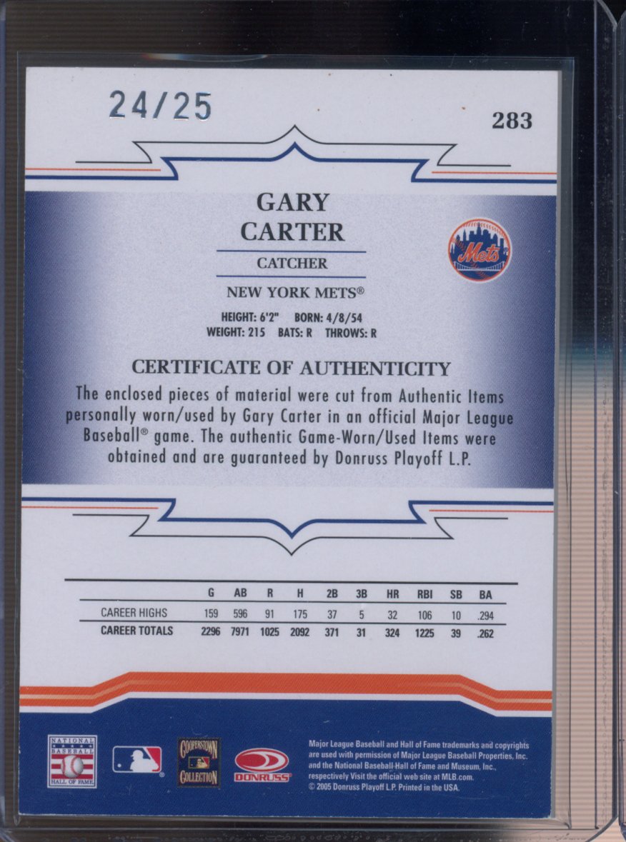 2005 Donruss Gary Carter Champions Throwback Threads Patch 24/25