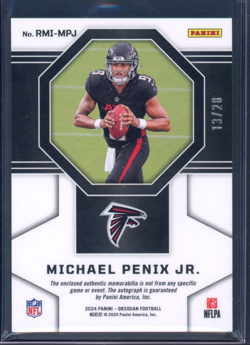 2024 Obsidian Michael Penix Jr. Rookie Patch Auto 13/28 RC