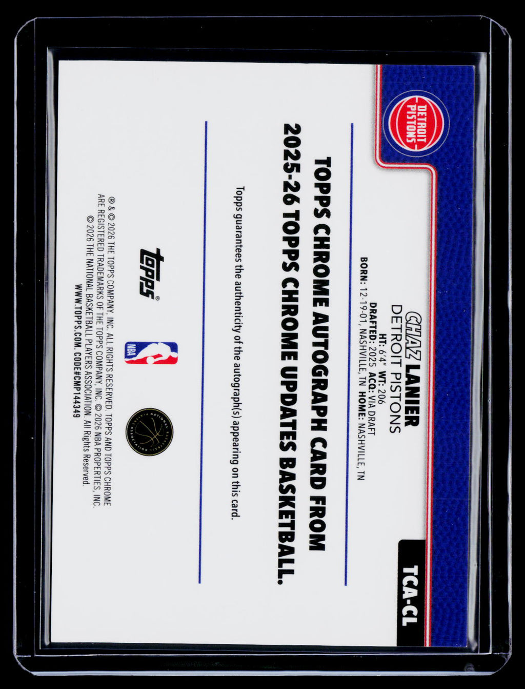 2025 Topps Chrome Sapphire Chaz Lanier Rookie Orange Auto 13/25
