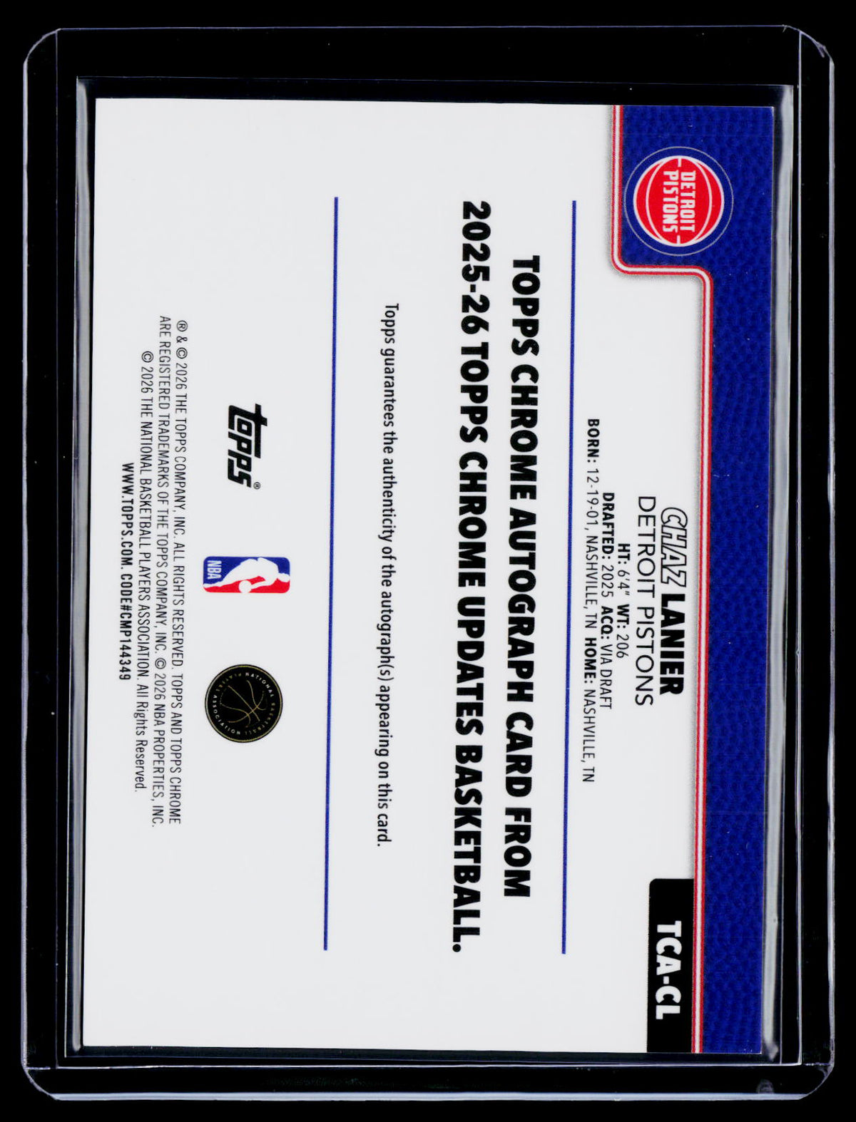2025 Topps Chrome Sapphire Chaz Lanier Rookie Orange Auto 13/25