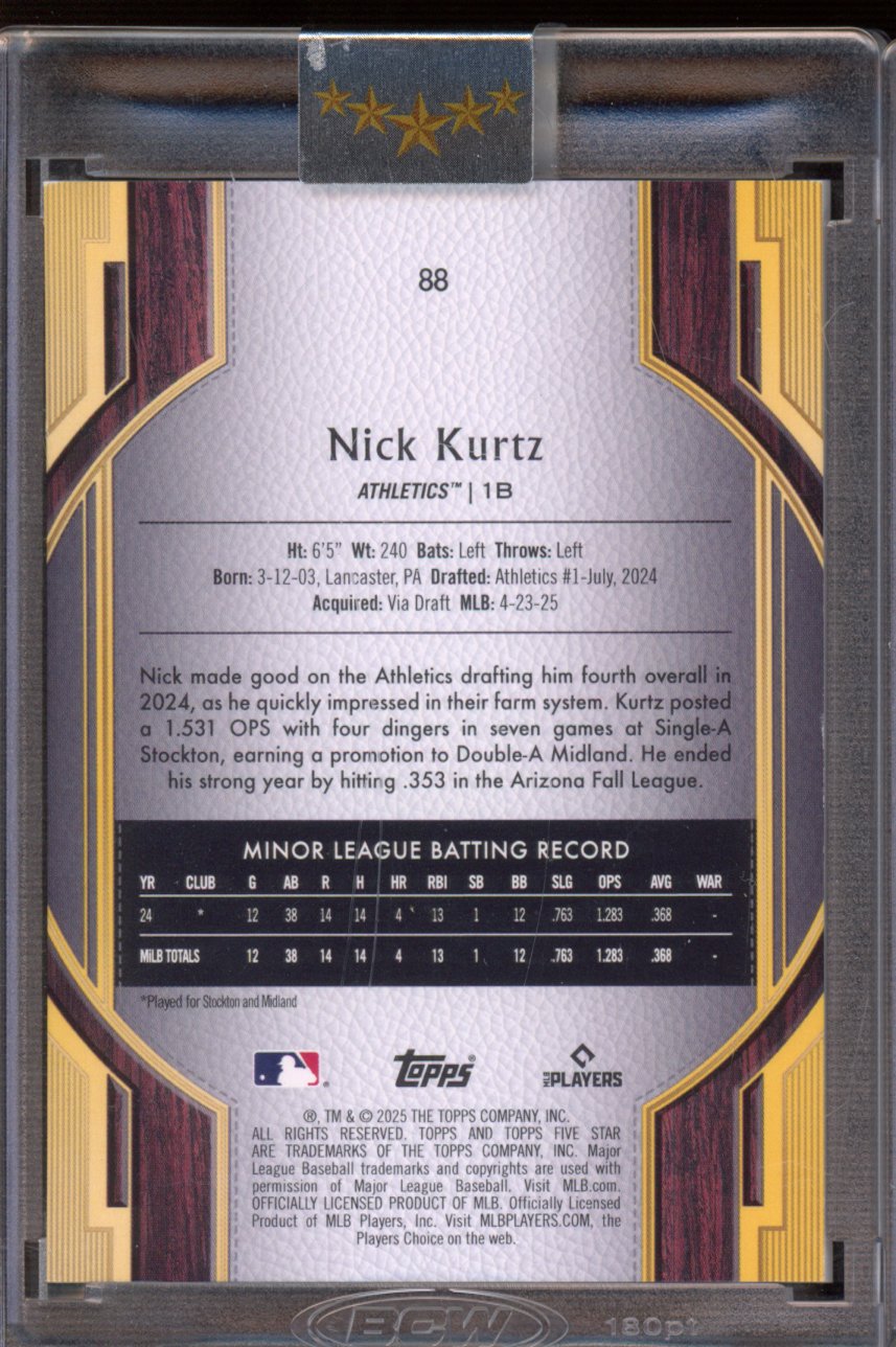 2025 Topps Five Star Nick Kurtz Rookie 10/50 RC