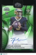 2025 Topps Chrome Black Tyler Shough Rookie Green Auto 98/99 RC