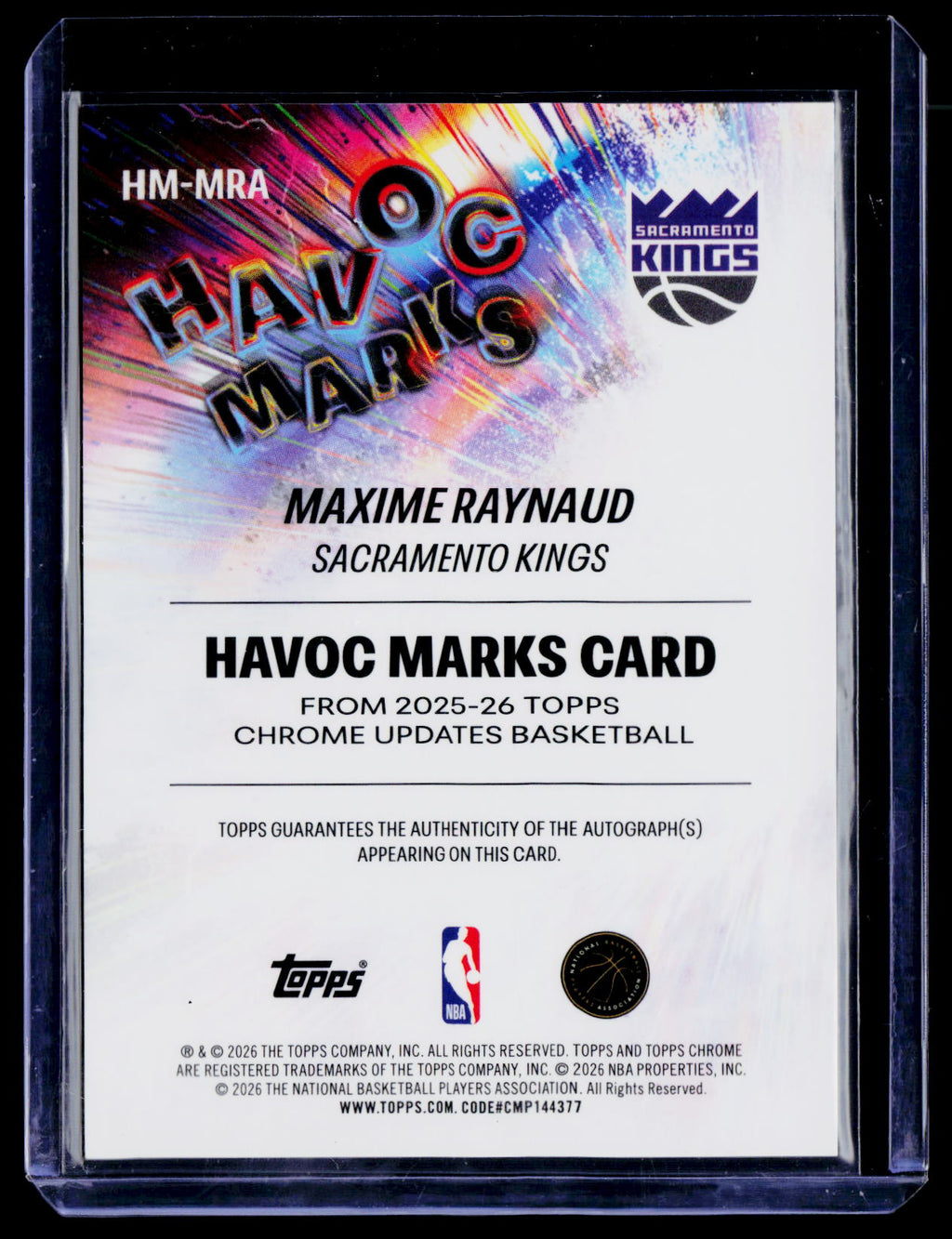2025 Topps Chrome Update Maxime Raynaud Rookie Havoc Marks Gold Geometric Auto 12/50 RC