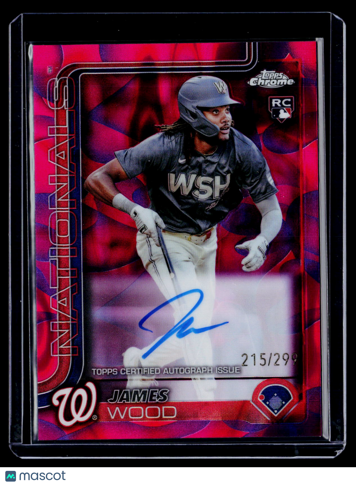 2025 Topps Chrome Update James Wood Rookie Magenta Purple Lava Auto 215/299 RC