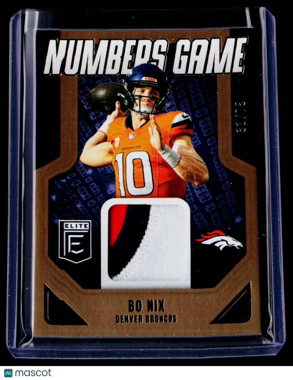 2025 Donruss Elite Bo Nix Numbers Game Patch 33/75