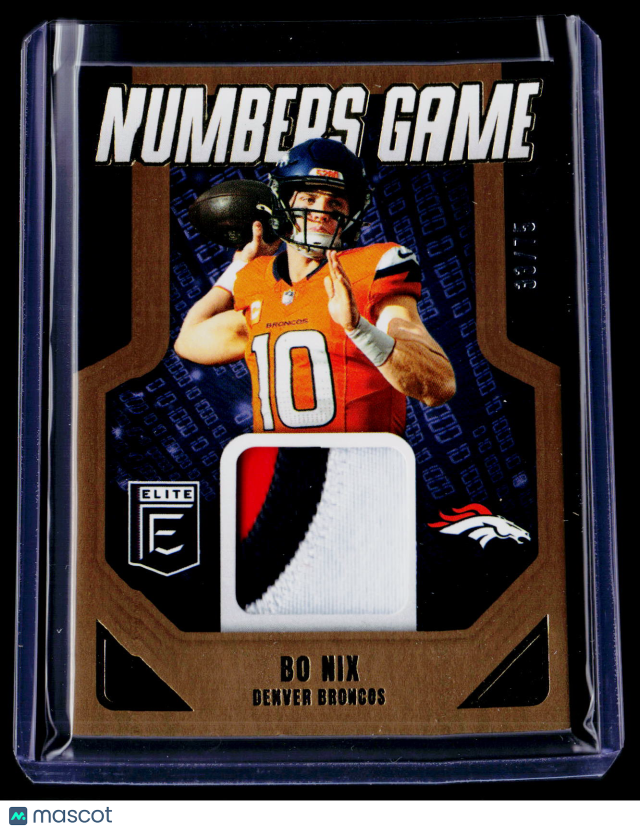 2025 Donruss Elite Bo Nix Numbers Game Patch 33/75