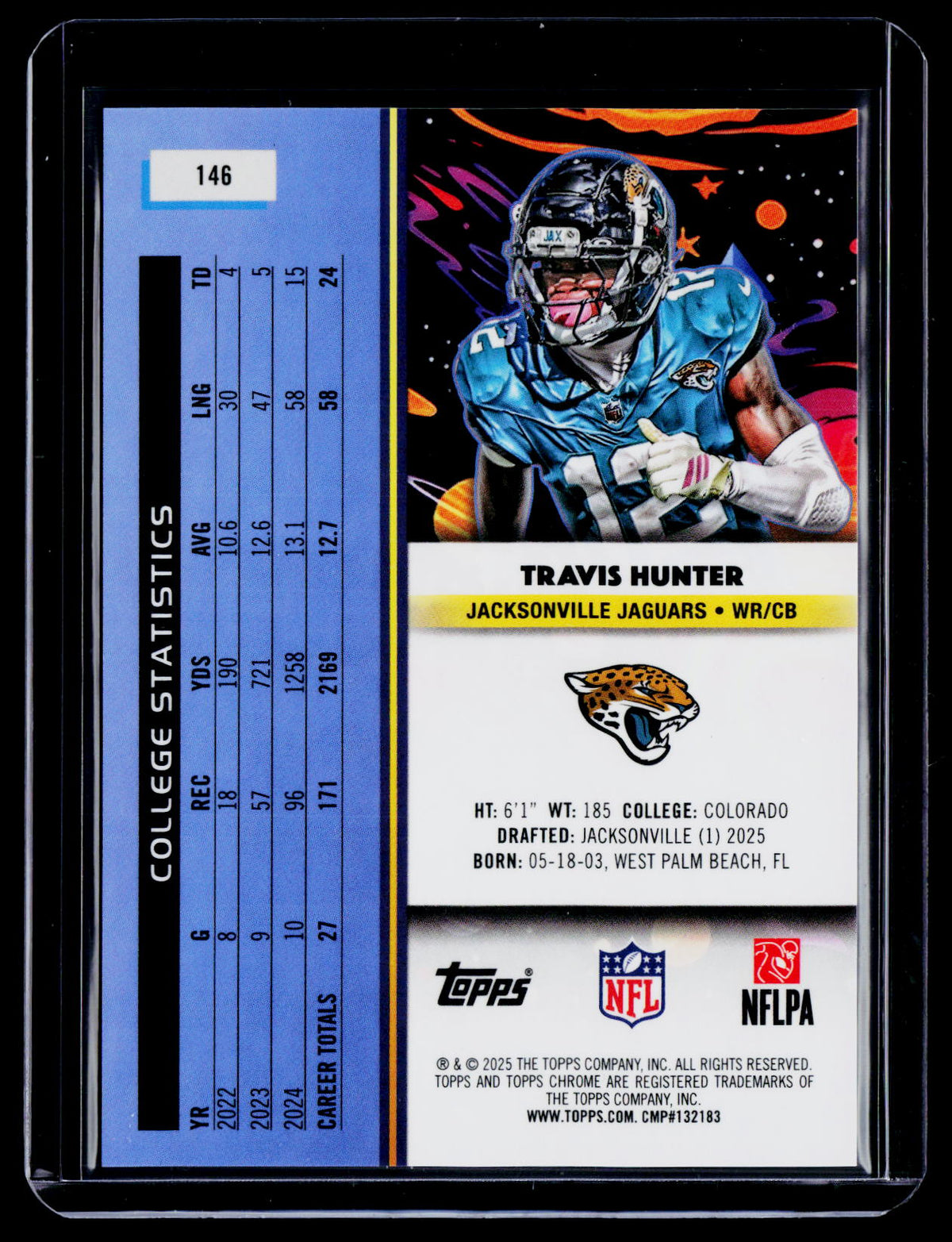 2025 Topps Chrome Cosmic Travis Hunter Rookie Black 7/10