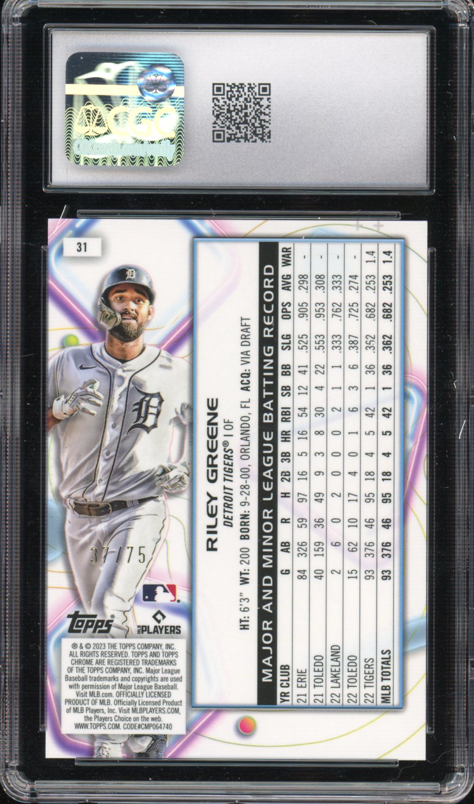 2023 Topps Chrome Cosmic Riley Greene Rookie Green Space Dust Refractor 37/75 CGC 10 RC