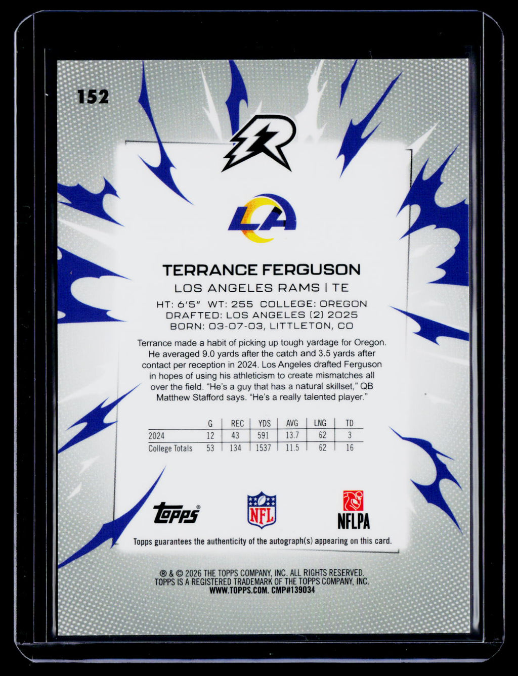 2025 Topps Resurgence Terrance Ferguson Rookie Orange Surge Auto 3/25 RC