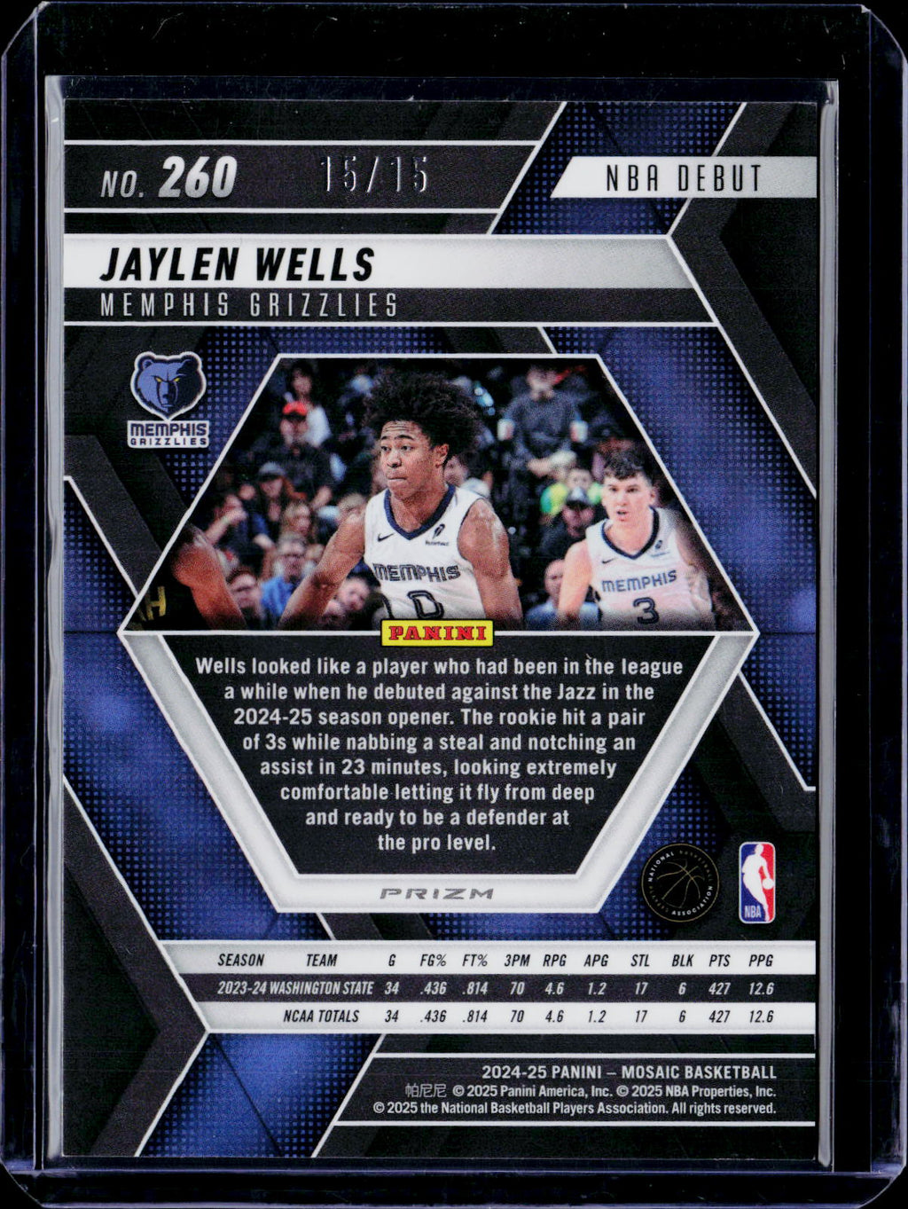 2024-25 Mosaic Jaylen Wells Tessellation /15