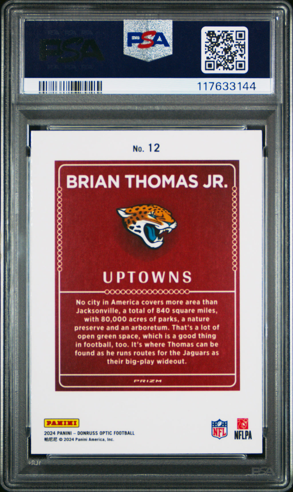 2024 Donruss Optic Brian Thomas Jr. Uptowns PSA 10
