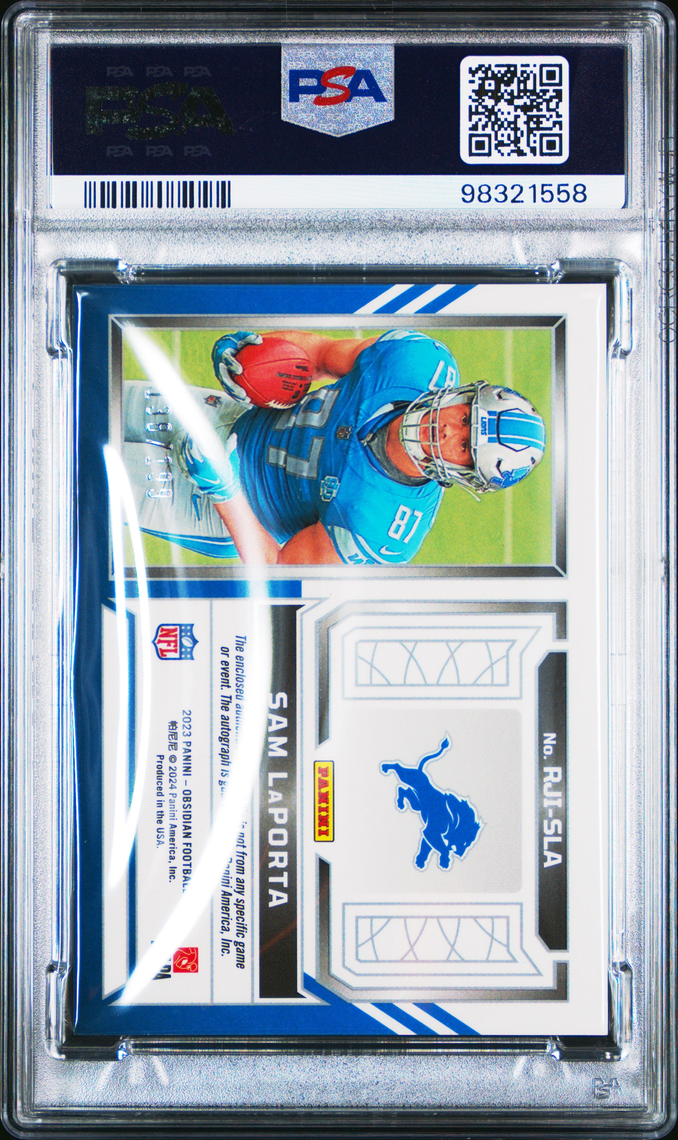2023 Panini Obsidian Rookie Jersey Ink Sam Laporta #RJISLA PSA 9
