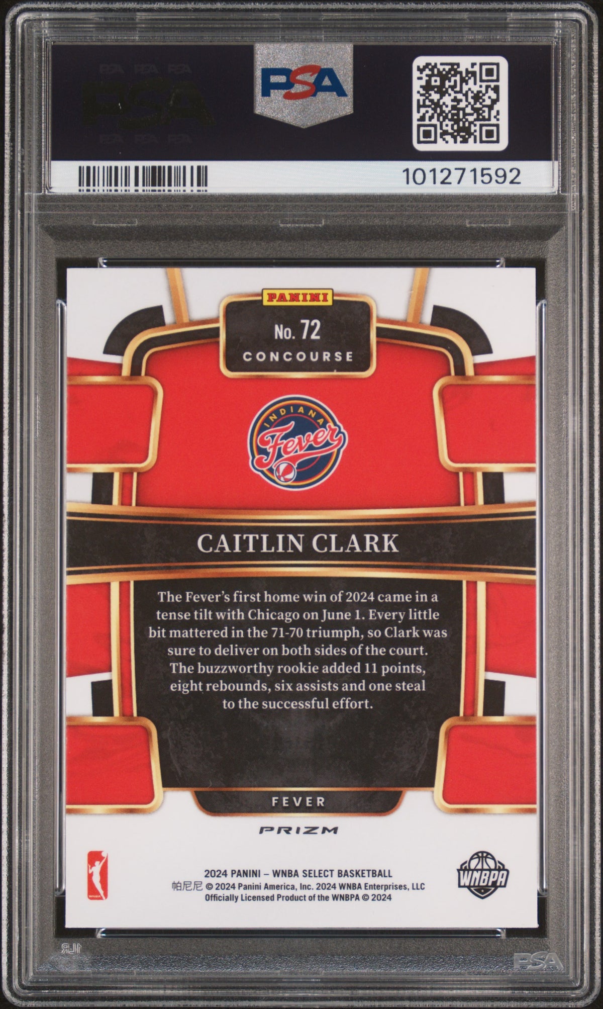 2024 Panini Select WNBA Caitlin Clark #72 Red Ice PSA 9