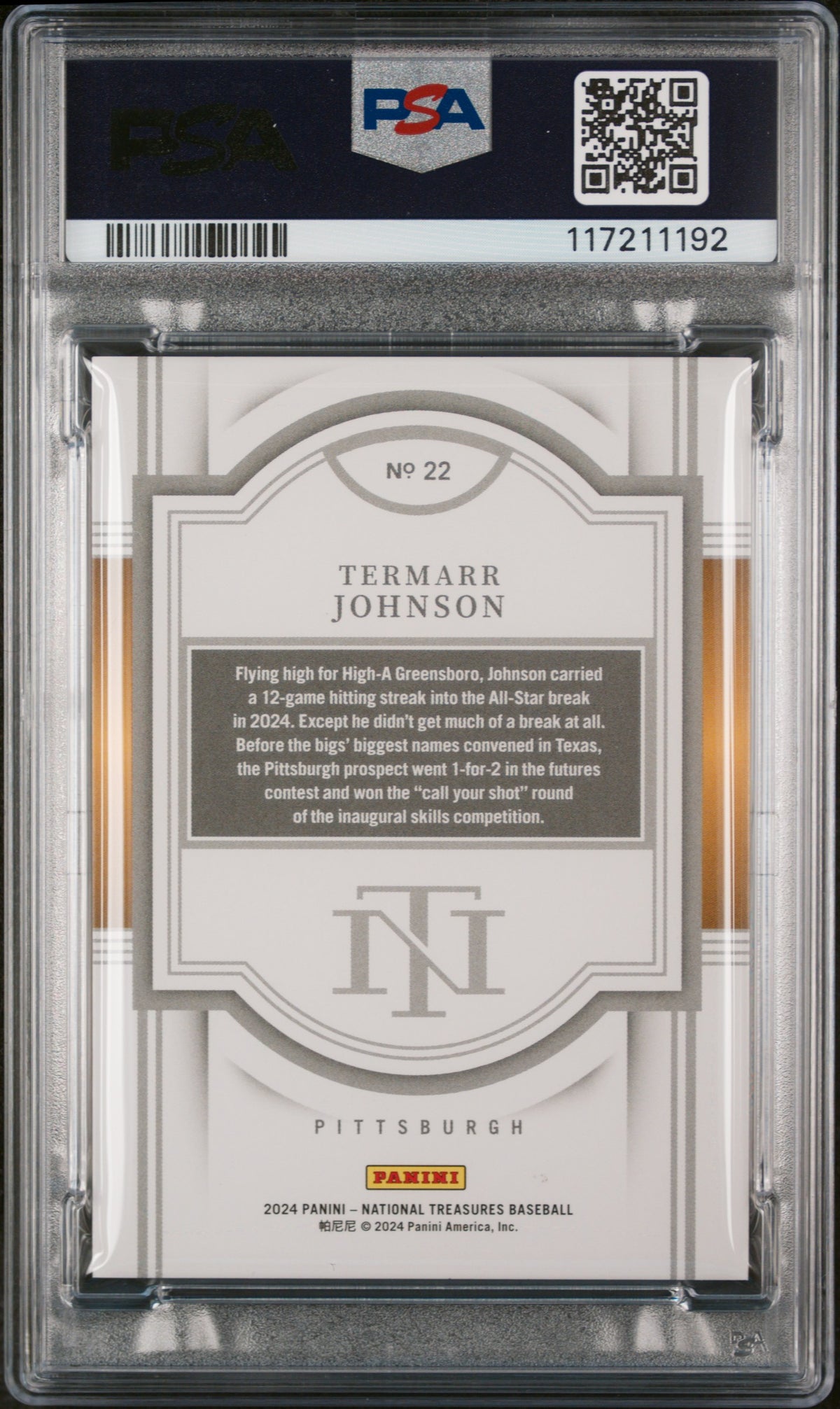 2024 National Treasures Termarr Johnson Platinum 1/1 PSA 10