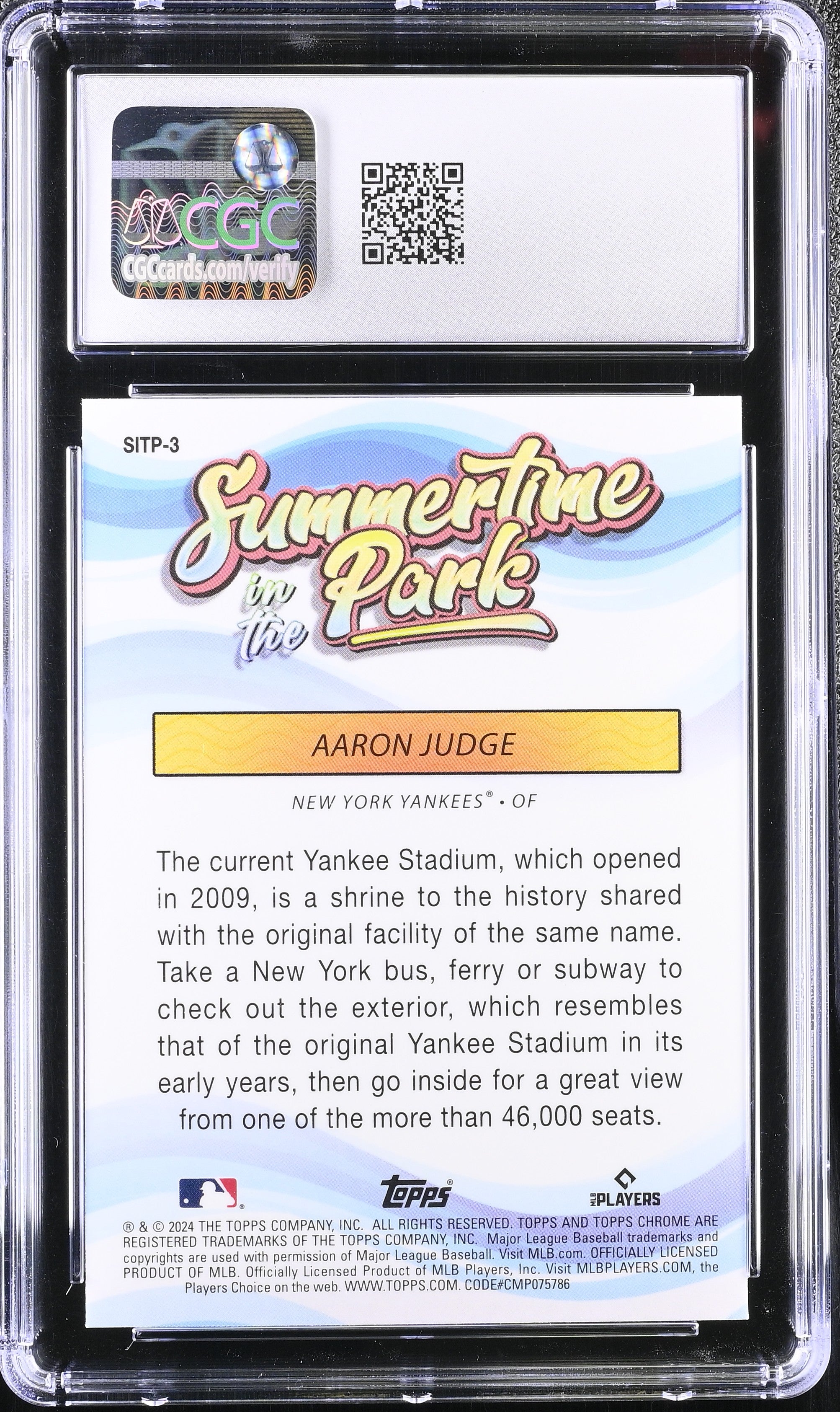 2024 Topps Chrome Aaron Judge Summertime in the Park CGC 10