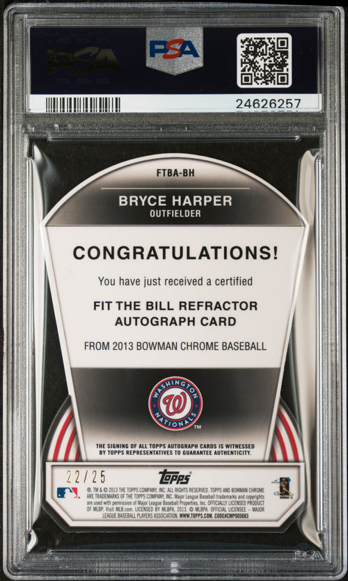 2013 Bowman Chrome Fit The Bill Autographs Bryce Harper #BH PSA 10