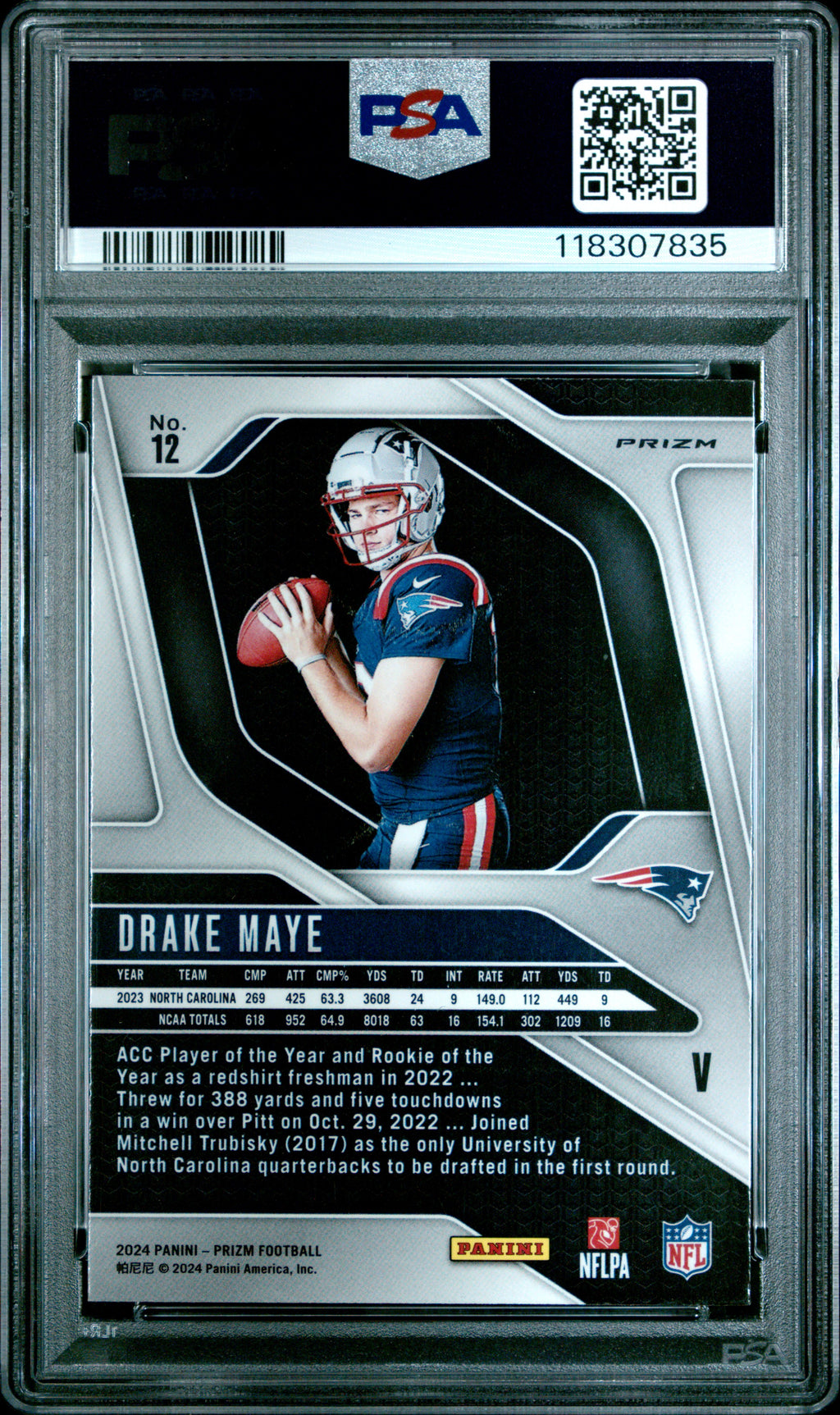 2024 Panini Prizm Rookie Variation Drake Maye #12 PSA 9