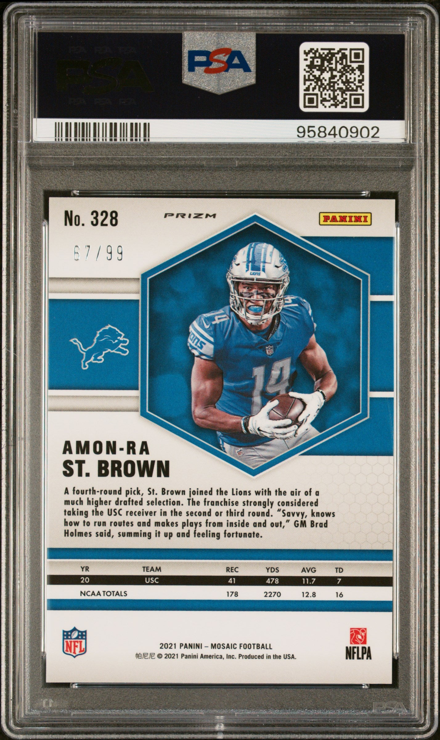 2021 Mosaic Amon-Ra St. Brown Blue Mosaic PSA 10