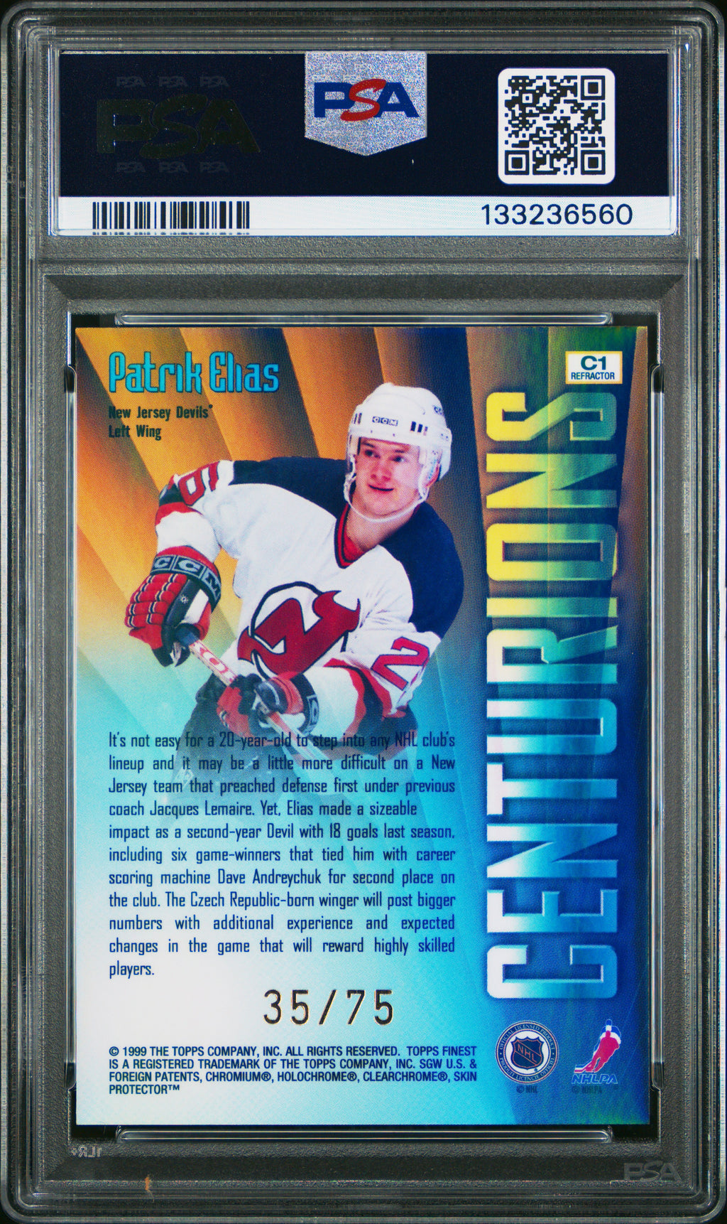 1998 Finest Centurions Patrik Elias #C1 Refractor PSA 9