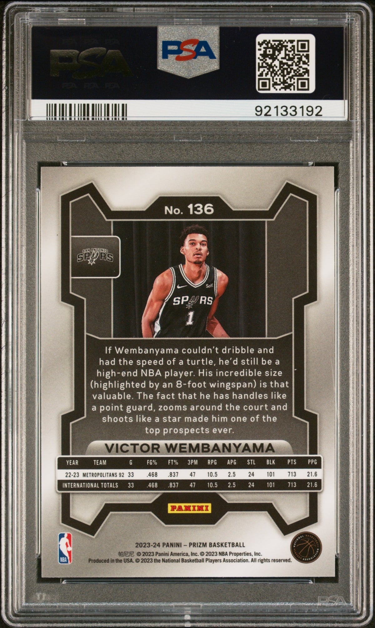 2023 Prizm Victor Wembanyma Rookie PSA 10 RC