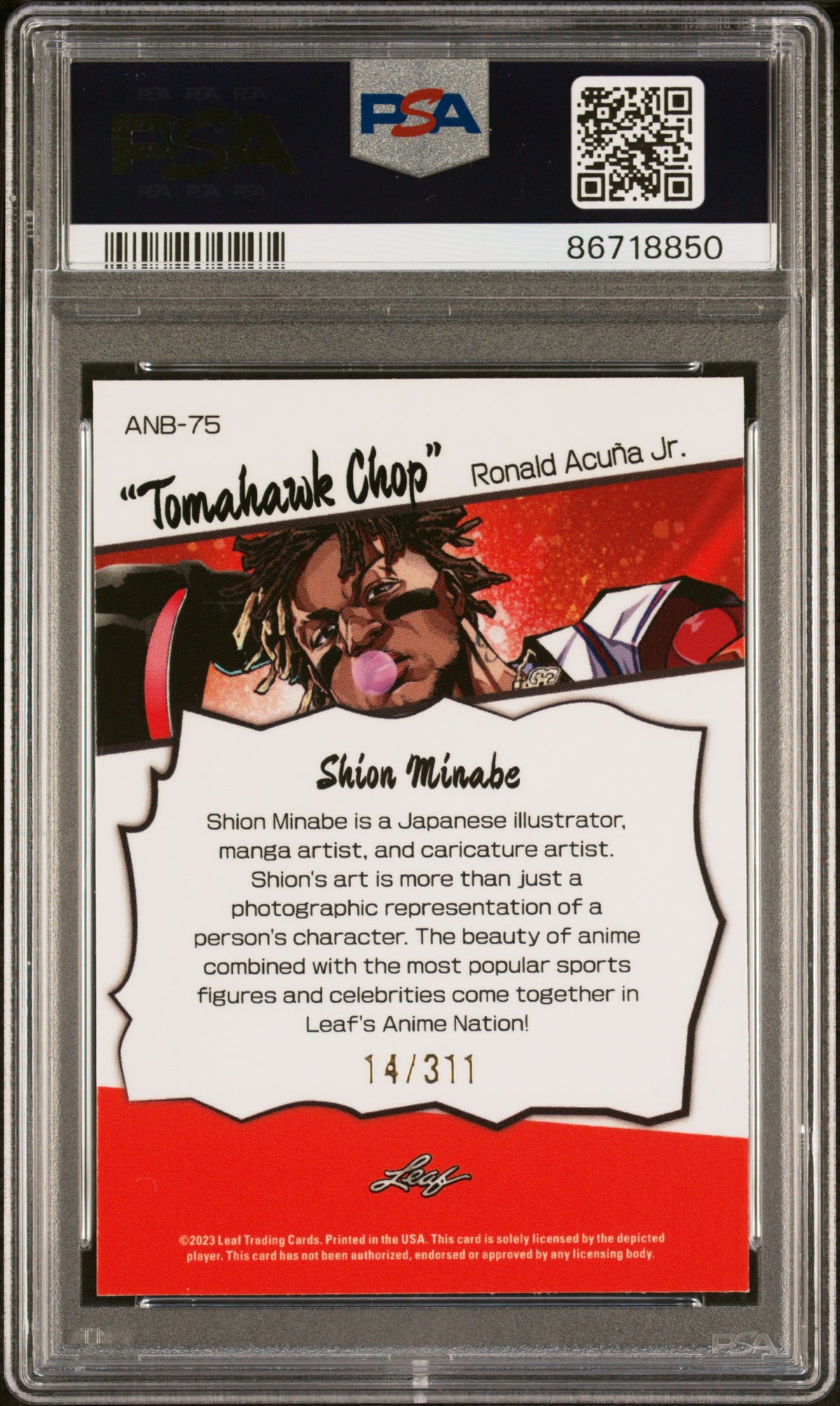 2023 Leaf Web Exclusives Ronald Acuna JR. #75 Anime Nation PSA 10