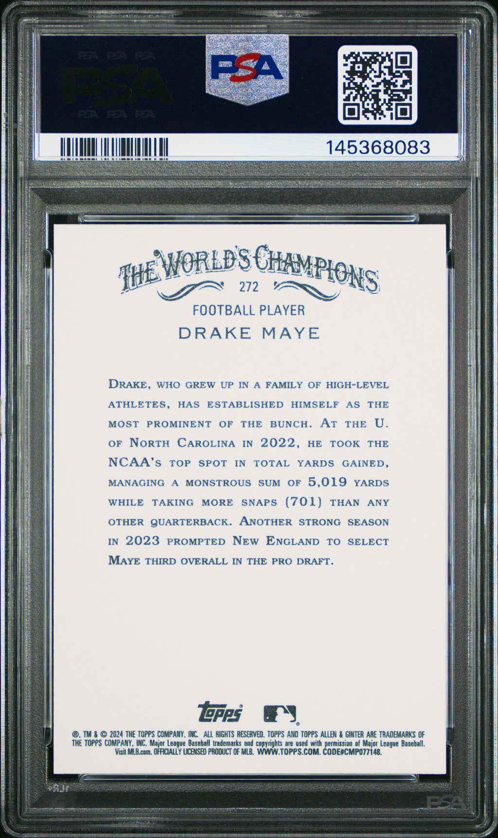 2024 Allen & Ginter Drake Maye Rookie PSA 10 RC