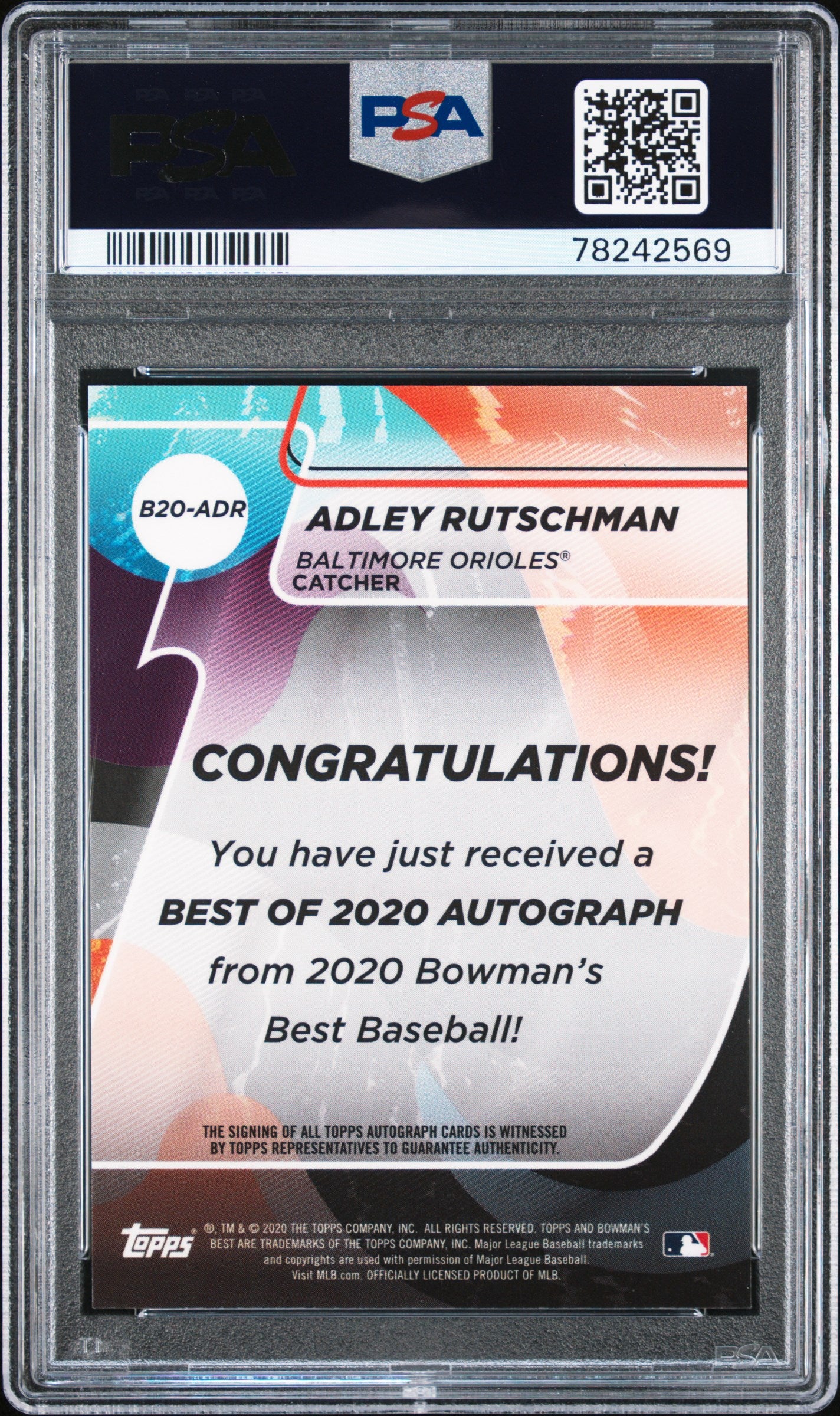 2020 Bowmans Best Adley Rutschman Green Refractor Auto 83/99 PSA 9