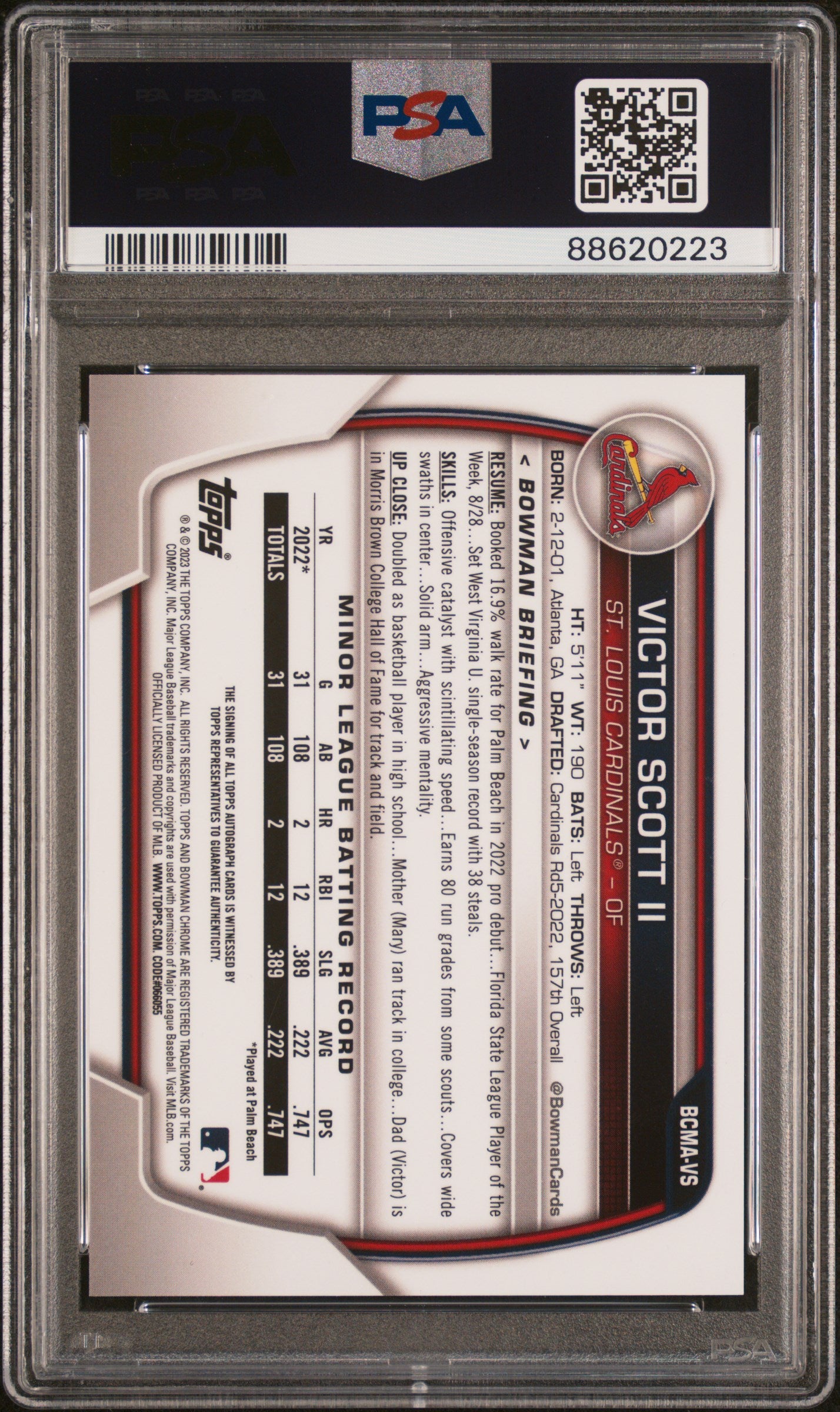 2023 Bowman Chrome Mega Box Victor Scott II Auto PSA 10