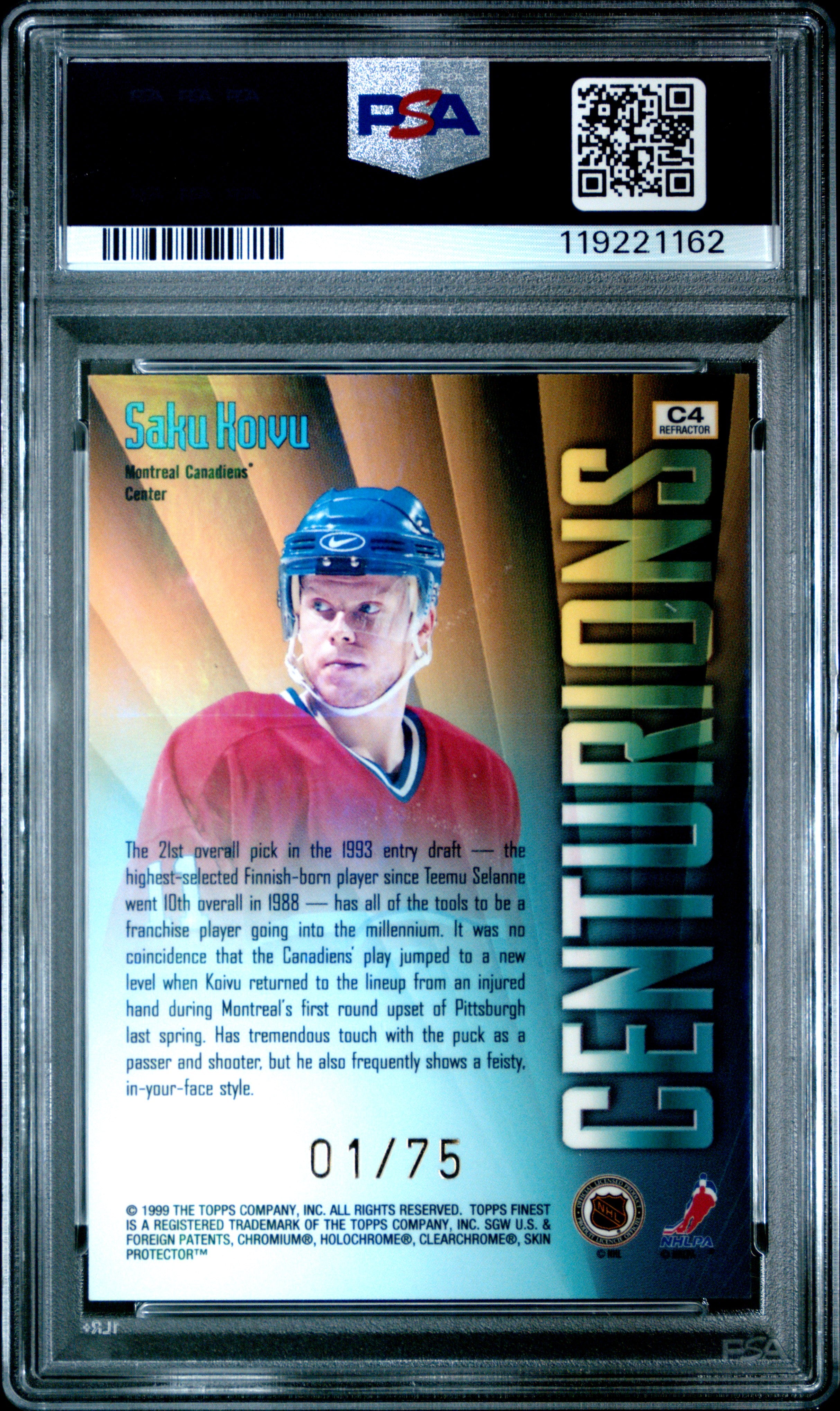 1998 Finest Centurions Saku Koivu #C4 Refractor PSA 9