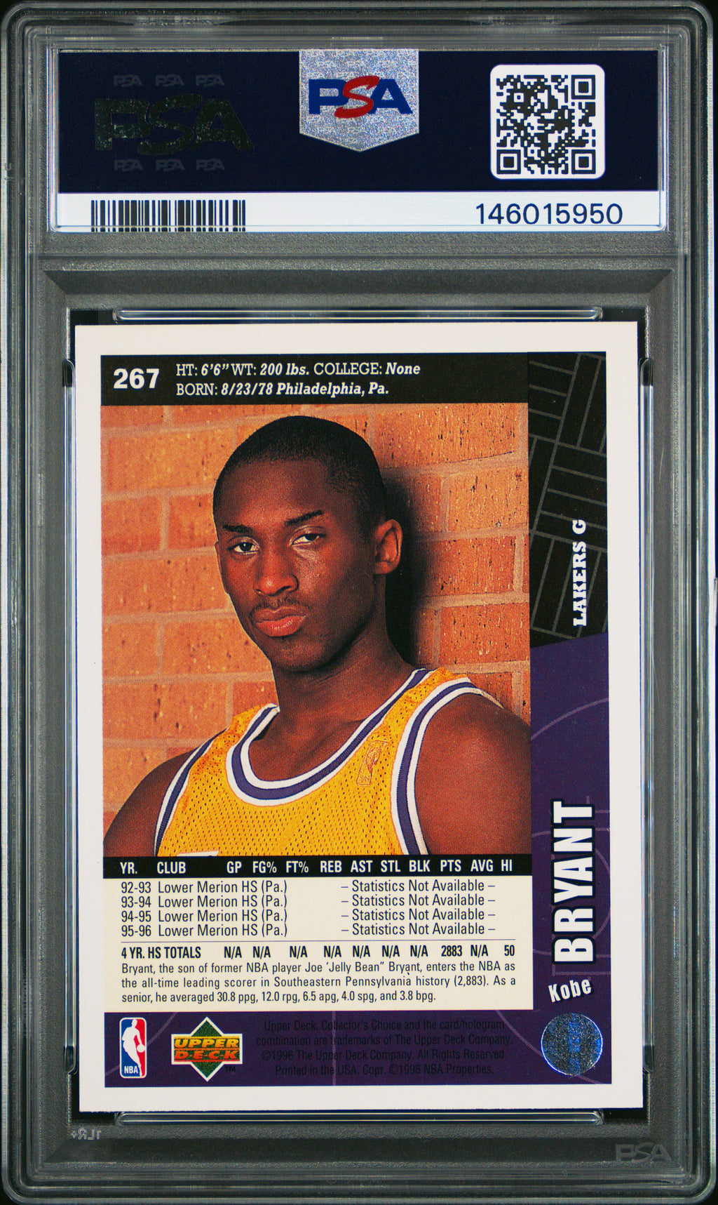 1996 Collector's Choice Kobe Bryant PSA 9 RC