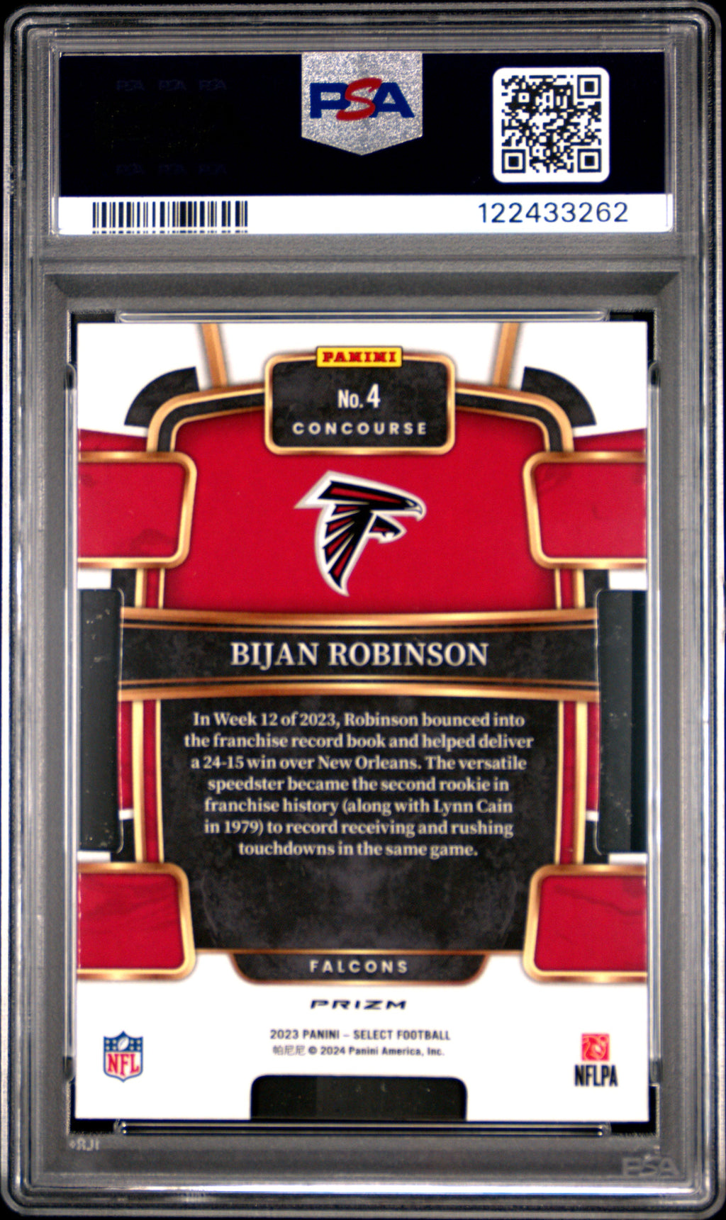2023 Select Bijan Robinson Rookie Die Cut Red & Yellow PSA 10 RC