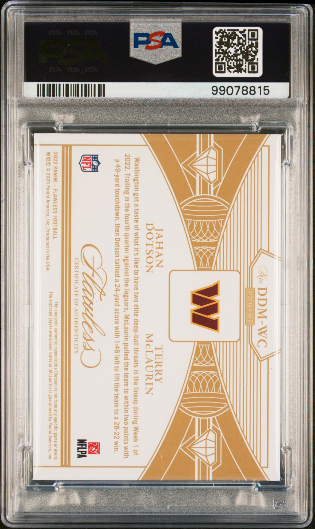 2022 Flawless Dotson/McLaurin Dual Diamond Mem-Ruby PSA 9