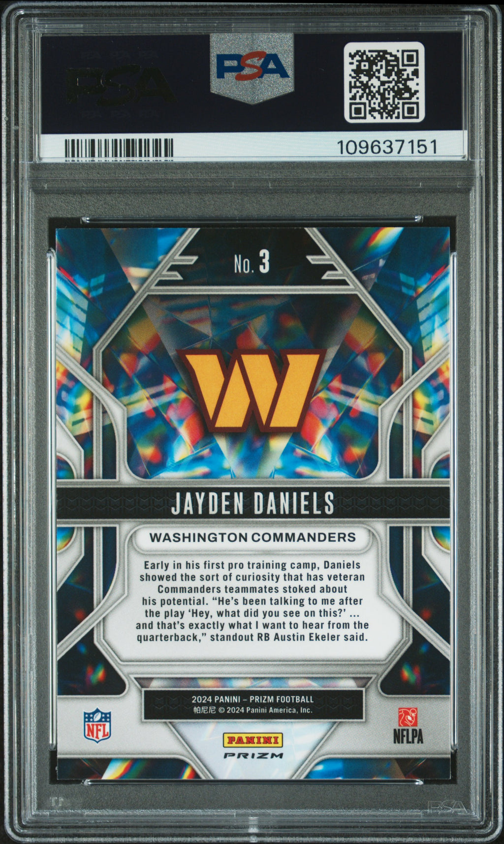 2024 Prizm Jayden Daniels Prizmatic Green PSA 9 RC